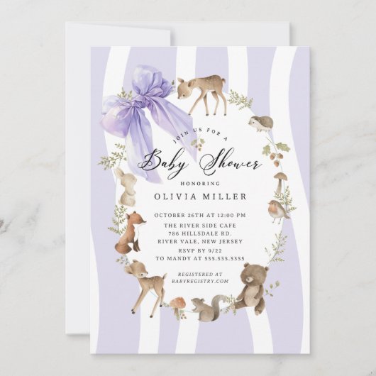 Modern Woodland Animals Baby shower Kaart (Voorkant)