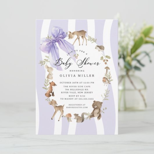 Modern Woodland Animals Baby shower Kaart (Staand voorkant)