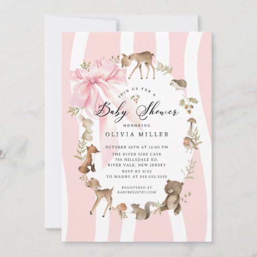 Modern Woodland Animals Baby shower Kaart (Voorkant)