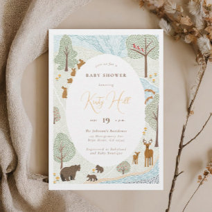 Modern Woodland Animals Baby shower Kaart