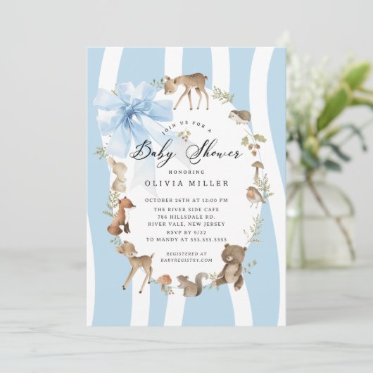 Modern Woodland Animals Baby shower Kaart (Staand voorkant)