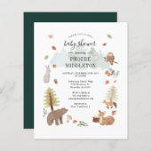 Modern Woodland Animals Boy Baby Shower Invitation (Voorkant / Achterkant)
