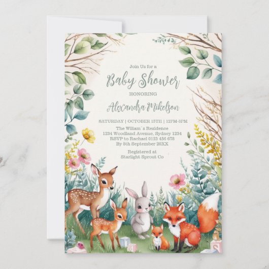 Modern Woodland Animals Forest Baby shower Kaart (Voorkant)