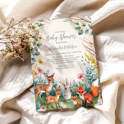 Modern Woodland Animals Forest Baby shower Kaart