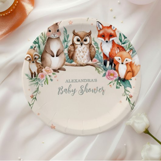 Modern Woodland Animals Forest Baby shower Papieren Bordje