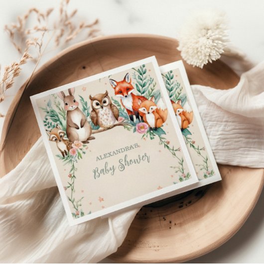 Modern Woodland Animals Forest Baby shower Servet