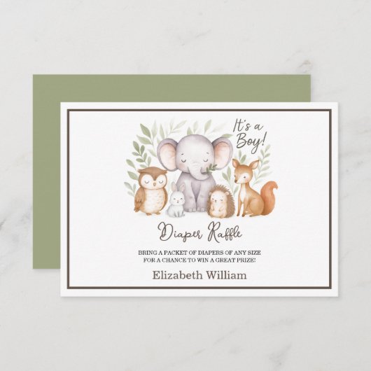 Modern Woodland Animals Forest Boy Baby Shower Informatiekaartje (Voorkant / Achterkant)