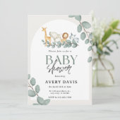 Modern Woodland Animals Forest Boy Baby shower Inv Kaart (Staand voorkant)