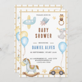 Modern Woodland Animals Forest Boy Baby shower Inv Kaart