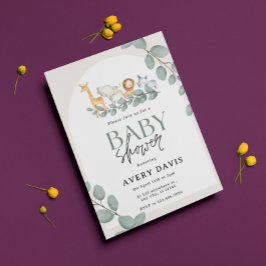 Modern Woodland Animals Forest Boy Baby shower Inv Kaart