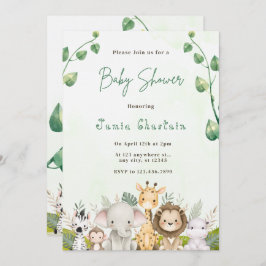 Modern Woodland Animals Forest Boy Baby shower Inv Kaart