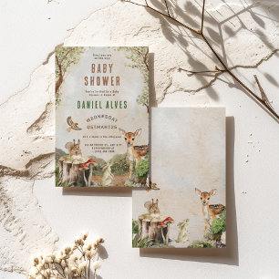 Modern Woodland Animals Forest Boy Baby shower Kaart
