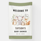 Modern Woodland Animals Forest Boy Baby Shower Spandoek (Verticaal)
