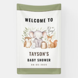 Modern Woodland Animals Forest Boy Baby Shower Spandoek
