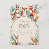 Modern Woodland Animals Forest Diapper Raffle Informatiekaartje (Voorkant)