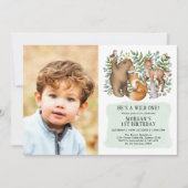 Modern Woodland Animals Wild One 1st Birthday Kaart (Voorkant)