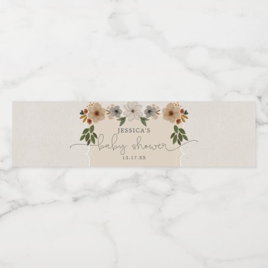 Modern Woodland Baby shower Water Fles Label Waterfles Etiket (Enkel label)