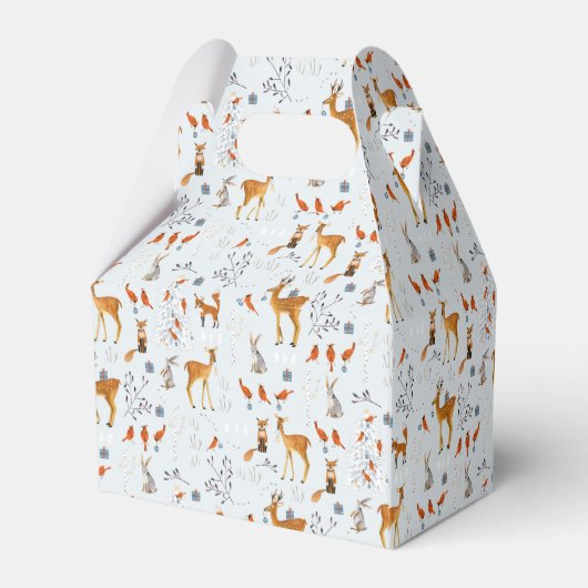 Modern Woodland Blue en Red Animals Deer Kerstmis Bedankdoosjes (Achterkant)