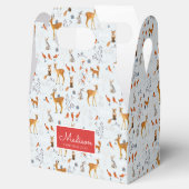 Modern Woodland Blue en Red Animals Deer Kerstmis Bedankdoosjes (Geopend)