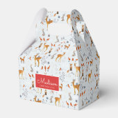 Modern Woodland Blue en Red Animals Deer Kerstmis Bedankdoosjes (Voorkant Zijde)