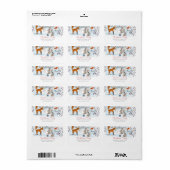 Modern Woodland Blue & White Fox Animal Kerstmis Etiket (Full Sheet)