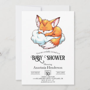 Modern Woodland Digital Fox Baby shower Kaart