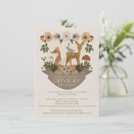 Modern Woodland Drive-by Baby shower Invitation Kaart
