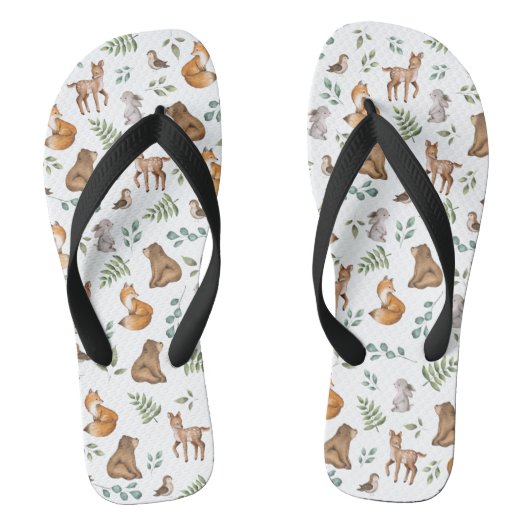 Modern Woodland Forest Animals Deer Beer Fox Bunny Teenslippers (Voetbed)