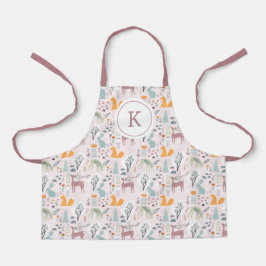 Modern Woodland Forest Animals Pattern Schort