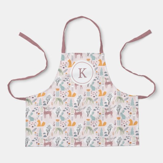 Modern Woodland Forest Animals Pattern Schort (Voorkant)