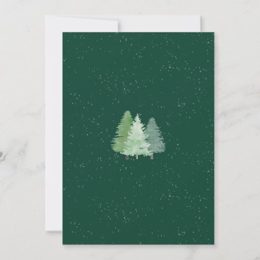 Modern Woodland Forest Green Winter Wedding Kaart (Achterkant)