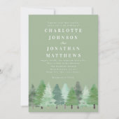 Modern Woodland Forest QR Code Sage Green Wedding Kaart (Voorkant)