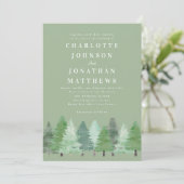 Modern Woodland Forest QR Code Sage Green Wedding Kaart (Staand voorkant)