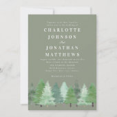 Modern Woodland Forest Sage Green Wedding Kaart (Voorkant)