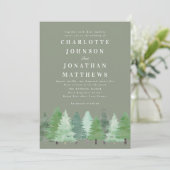 Modern Woodland Forest Sage Green Wedding Kaart (Staand voorkant)