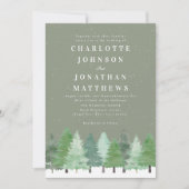 Modern Woodland Forest Sage Green Winter Wedding Kaart (Voorkant)