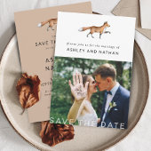 Modern Woodland Fox Photo Wedding Save The Date