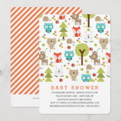 Modern Woodland Friends Neutral Baby shower Kaart (Voorkant / Achterkant)