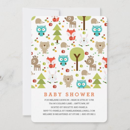 Modern Woodland Friends Neutral Baby shower Kaart (Voorkant)