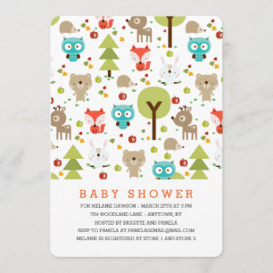 Modern Woodland Friends Neutral Baby shower Kaart