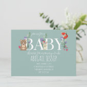 Modern Woodland Green Baby shower Kaart (Staand voorkant)