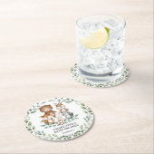 Modern Woodland Greenery Animal Baby shower Decor Ronde Kartonnen Onderzetter (Insitu)