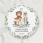 Modern Woodland Greenery Baby Animals Dank je Bedankjes Labels (Achterkant)