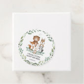 Modern Woodland Greenery Baby Animals Dank je Bedankjes Labels (In situ)