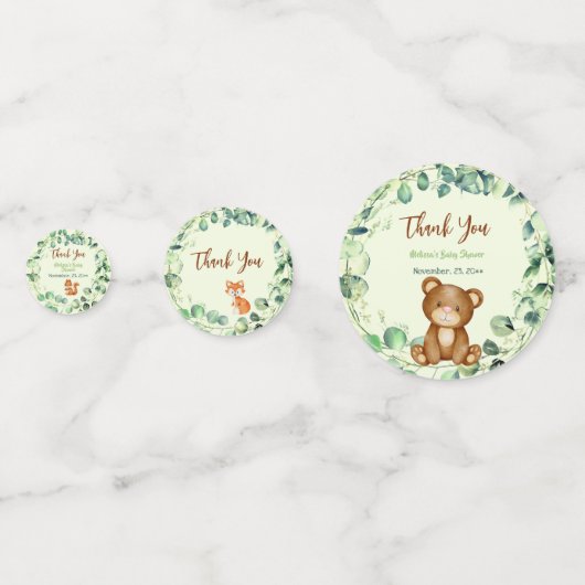 Modern Woodland Greenery Forest Friends Deer Beer Confetti (Voorkanten)