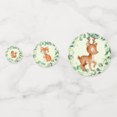 Modern Woodland Greenery Forest Friends Deer Beer Confetti (Achterkanten)