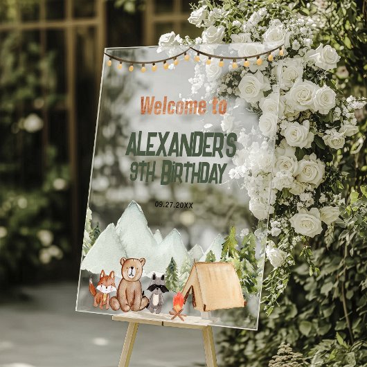 Modern Woodland Happy Camper Camping Kinderen Verj Acryl Bord