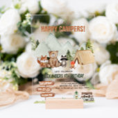 Modern Woodland Happy Camper Camping Kinderen Verj Acryl Uitnodigingen