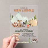 Modern Woodland Happy Camper Camping Kinderen Verj Acryl Uitnodigingen (Insitu (Draagbaar))