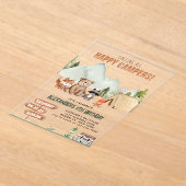Modern Woodland Happy Camper Camping Kinderen Verj Acryl Uitnodigingen (Laagn)